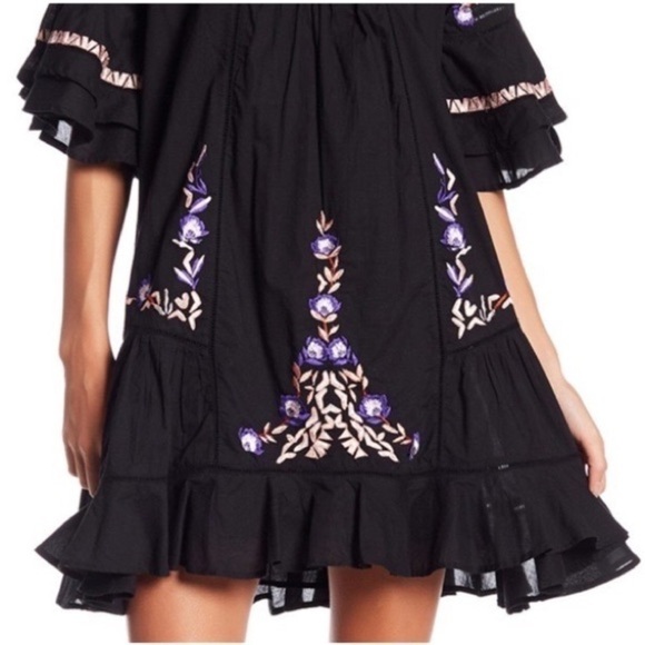 FREE PEOPLE BLACK PAVLO EMBROIDERED DRESS - Picture 3 of 8